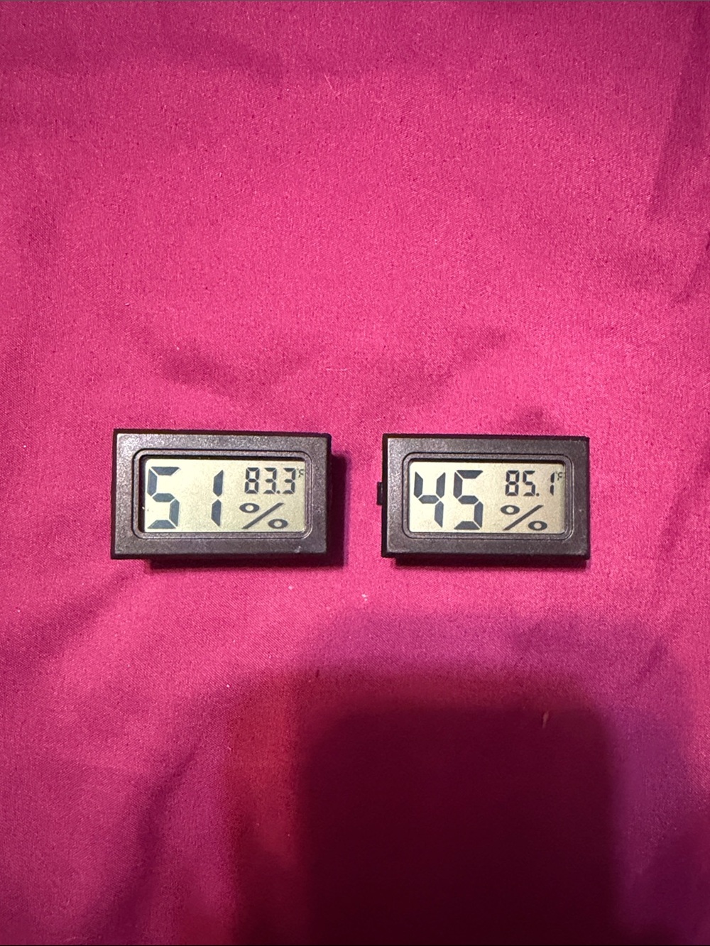 Digital Mini Hygrometer/Thermometer Duo - Black - Pink Background